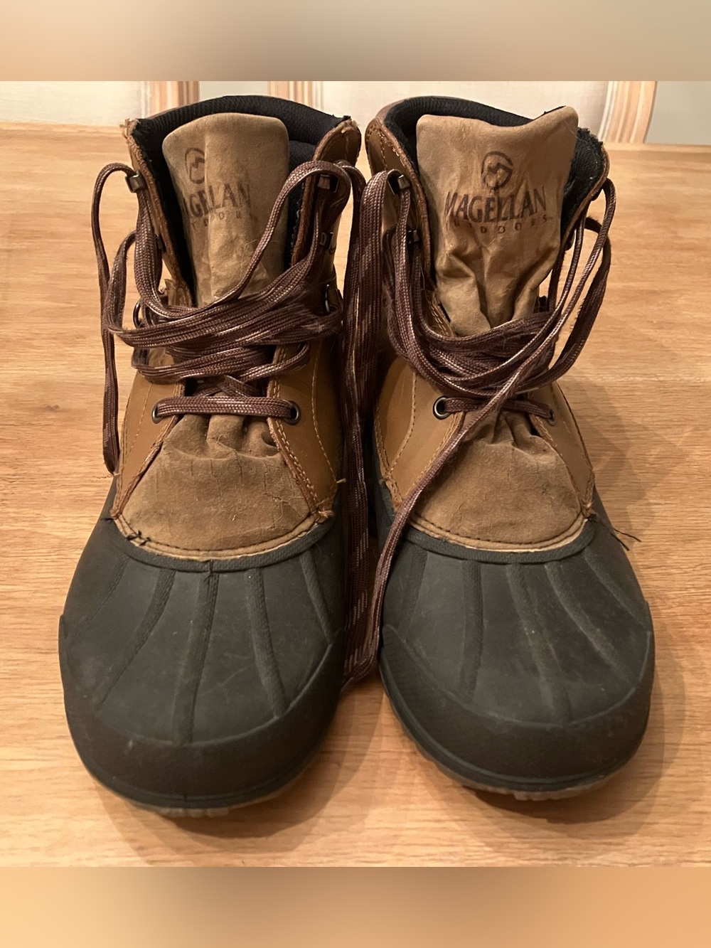 Magellan Outdoors Brown and Black Waterproof Lace-Up Duck Boots